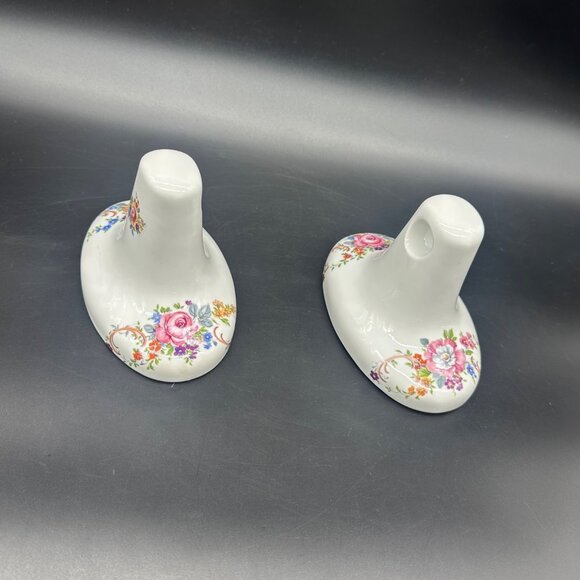 Vintage Towel Rack Brackets Lisette International Ceramic Floral Hand Decorated - Picture 1 of 12